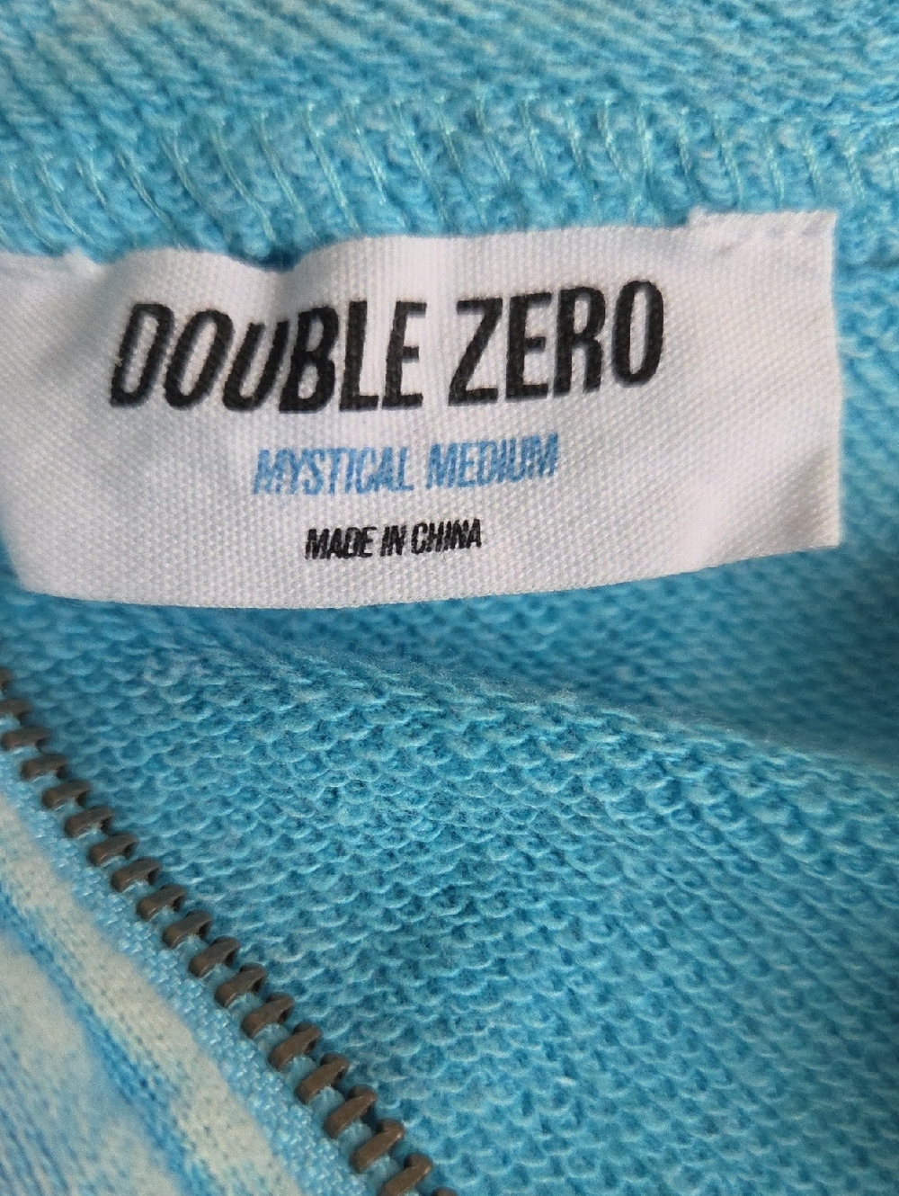 Double Zero Washed Light Blue Zip Hoodie NWOT - Picture 4 of 4